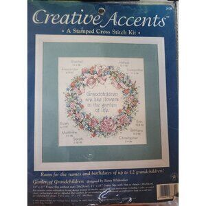 Vintage Creative Accents Stamped Cross Stitch Kit Garden of Grandchildren Sealed